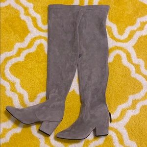Grey over the knee boots